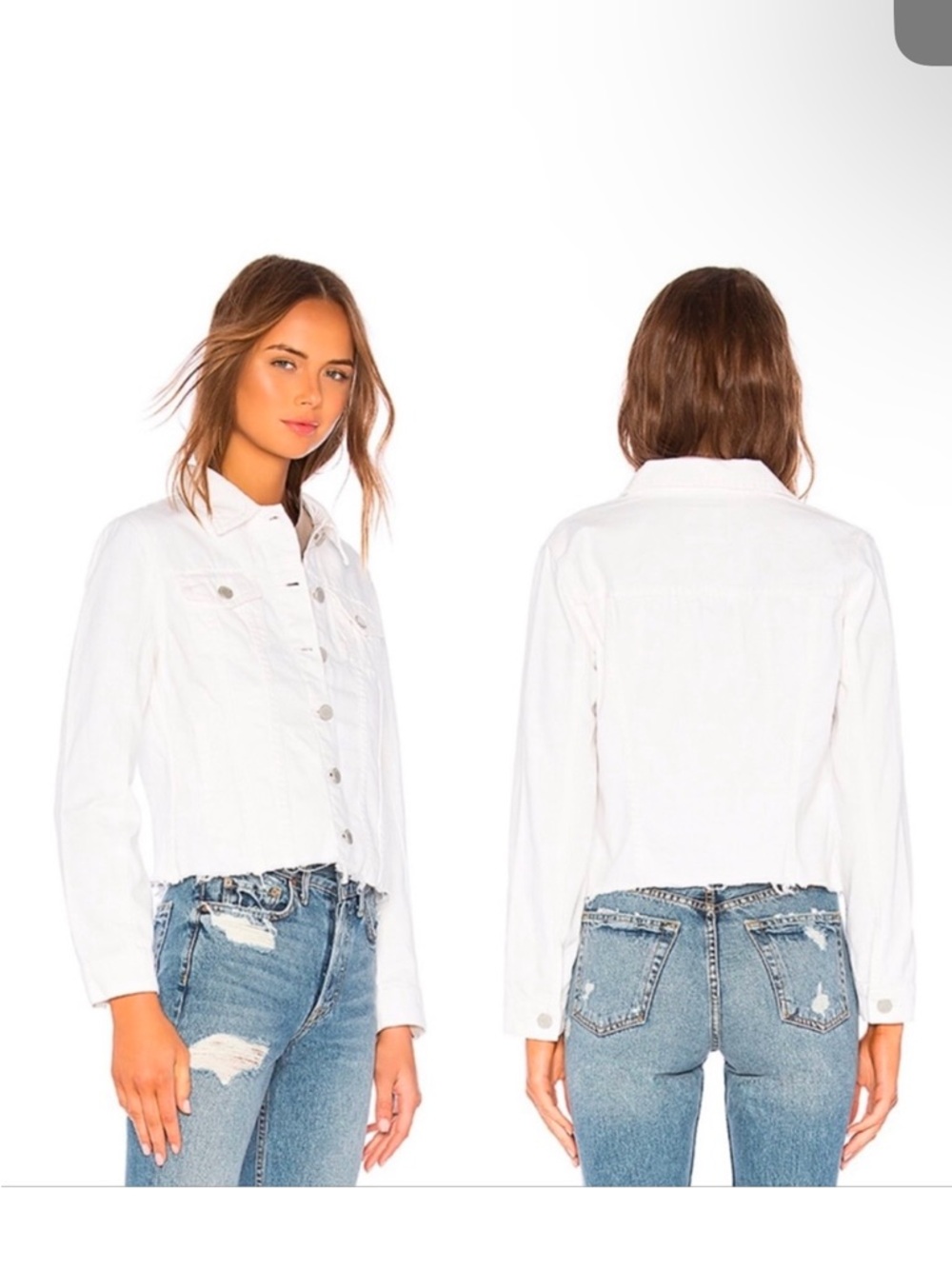 Blank NYC White Cropped Denim Jacket